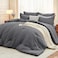 MUXHOMO 7 Pieces Queen Comforter Set Soft Bed in a Bag Queen Size All Season Bedding Set with Comforter Flat Sheet Fitted Sheet Pillowcases Shams Dark Grey