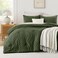Andency Olive Green Comforter Set King Size Boho Soft Fluffy Warm Lightweight Bedding Comforter Sets for King Bed 3 Pieces Chevron Tufted Aesthetic Microfiber Lightweight Comforter Set