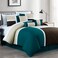 Chezmoi Collection Upland 7Piece Quilted Patchwork Comforter Set TealBeigeBrown Queen