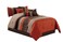 Chezmoi Collection Napa 7Piece Luxury Leaves Scroll Embroidery Bedding Comforter Set Oversized King Rust OrangeBrownTaupe