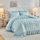 Tititada Blue Plaid Seersucker Comforter Set with Ruffled Fringe Twin Size 3 Pieces Soft Fluffy Farmhouse Bedding Set for All Season Twin Bed Set with Ruffle Shams Blue Twin
