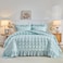 Tititada Blue Plaid Seersucker Comforter Set with Ruffled Fringe Twin Size 3 Pieces Soft Fluffy Farmhouse Bedding Set for All Season Twin Bed Set with Ruffle Shams Blue Twin