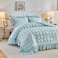 Tititada Blue Plaid Seersucker Comforter Set with Ruffled Fringe Twin Size 3 Pieces Soft Fluffy Farmhouse Bedding Set for All Season Twin Bed Set with Ruffle Shams Blue Twin