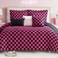 Juicy Couture Reversible Checkerboard Comforter Set 6Piece King Set BlackHot Pink