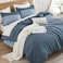 Litanika Haze Blue Comforter Set Full 3 Pieces Lightweight Haze Blue White Colorblock Stripe Fluffy Bedding Comforter Sets All Season Bed Set