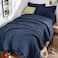 HYMOKEGE Navy Blue Twin XL Comforter Set Seersucker 5 Pieces All Season Luxury Bed in a Bag for Bedroom Bedding Set with Comforter Sheets Pillowcase Sham
