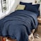 HYMOKEGE Navy Blue Twin XL Comforter Set Seersucker 5 Pieces All Season Luxury Bed in a Bag for Bedroom Bedding Set with Comforter Sheets Pillowcase Sham