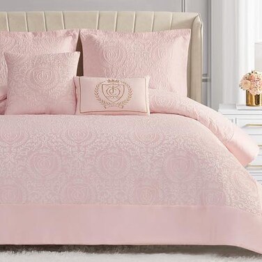 Juicy Couture Dovona Bedding Set 4Piece TwinTwin XL Comforter Set Blush Pink