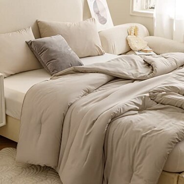 ROSGONIA Oversized King Comforter Oatmeal 3pcs1 Boho Comforter 2 Pillowcases Lightweight Oversized King Size Comforter Sets All Season Bedding