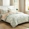 Cozaline Green Floral Comforter Set Queen Size 100 Cotton Comforter 3 Pieces Soft Lightweight Reversible Retro Floral Bedding Sets for All Season