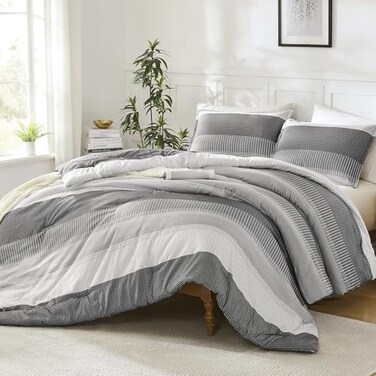 Litanika King Comforter Set Dark Grey 3 Pieces Lightweight Fluffy Bedding Comforter Sets All Season Down Alternative Comforter 1 Comforter 2 Pillowcases