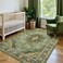 Deerly Green Rug 3x5 Area Rug with NonSlip Backing Washable Rugs for Bedroom Living Room Kitchen Distressed Carpet Printed LowPile Soft Dorm Rug Room DecorBorder Green