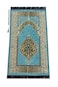 ihvan online Muslim Prayer Rug with 99 Beads Tasbih Soft Chenille Sajadah Lightweight Foldable Janamaz Portable Travel Prayer Mat Islamic Gift for Eid Ramadan Hajj Umrah Mint Green
