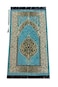 ihvan online Muslim Prayer Rug with 99 Beads Tasbih Soft Chenille Sajadah Lightweight Foldable Janamaz Portable Travel Prayer Mat Islamic Gift for Eid Ramadan Hajj Umrah Mint Green