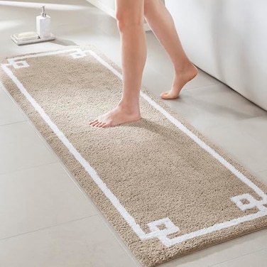 Madison Park Evan Cotton Tufted Washable Bath Mat Luxury Solid Bathroom Rugs 24 x 72 Taupe