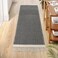 Lahome Belle Boho Hallway Runner Rug 2x6 Laundry Room Lightweight Entry Woven Cotton Throw Mat with Tassels Farmhouse Non Shedding Washable Black Low Pile Runner for Kitchen Bathroom