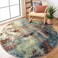 Lahome Modern Abstract Round Rug 5ft Washable 5x5 Circle Rugs for Bedroom Dining Table Non Slip NonShedding Soft Floor Carpet for Living Room Nursery Dorm KitchenRedMulti