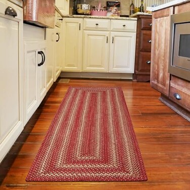Homespice Apple Pie Braided Rug Runner 22x72 Country Style Braided Rug Runners for Hallways and Kitchen