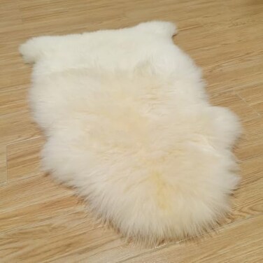 Kopal Genuine Australian Sheepskin Rug Real Lambskin Area Rug 2x3 ft Single Pelt Natural White