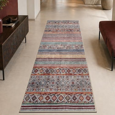 Keen Home Design 30x84 Rug Machine Washable Runner Rug with NonSlip Backing Ideal for Hallway Entryway Kitchen Laundry Room Vintage Easy Clean Durable Low Pile Rug 26 x 7