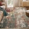 RELEANY Washable Area Rugs 5x7 NonSlip Modern Abstract Soft for Living Room Entryway Bedroom Nursery Print Pattern Brown Rust Red Green Blue Multi