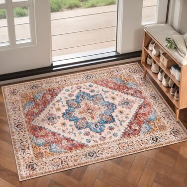 Ciicool Washable 2x3 Entry Rug Small Rugs for Entryway Kitchen Bathroom Door Mat Indoor Entrance Non Slip Rubber Backing Stain Fade ResistantOriental LowPile Throw Carpet