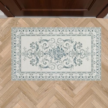 Laura Ashley Sea Spray Blue Josette Medallion Machine Washable Slip Resistant 26 x 45 Accent Rug