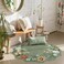 Lahome Floral Round Area Rugs Washable Small Round Rug 3ft NonSlip Soft Boho UltraThin Circle Carpet for Bedroom Entryway Kitchen Laundry Bathroom Green