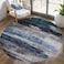 Ciicool 4ft Round Washable Rug Modern Abstract Circle Rugs NonSlip Thin LowPile Rug Navy Grey Circular Print Distressed Carpet for Bedroom Living Room Under Dining Table Home Office Decor