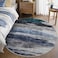 Ciicool 4ft Round Washable Rug Modern Abstract Circle Rugs NonSlip Thin LowPile Rug Navy Grey Circular Print Distressed Carpet for Bedroom Living Room Under Dining Table Home Office Decor