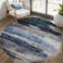 Ciicool 4ft Round Washable Rug Modern Abstract Circle Rugs NonSlip Thin LowPile Rug Navy Grey Circular Print Distressed Carpet for Bedroom Living Room Under Dining Table Home Office Decor