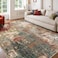 RELEANY Washable Area Rugs 6x9 NonSlip Modern Abstract Soft for Living Room Entryway Bedroom Nursery Print Pattern Brown Rust Red Green Blue Multi