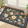DUKINO 2x3 Rugs for Entryway Floral Indoor Washable Door Mat Non Slip Boho Small Rug for Kitchen Soft Low Pile Front Door Throw Rug for Entrance Bedroom Kitchen Laundry Bathroom Dark Blue