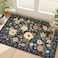 DUKINO 2x3 Rugs for Entryway Floral Indoor Washable Door Mat Non Slip Boho Small Rug for Kitchen Soft Low Pile Front Door Throw Rug for Entrance Bedroom Kitchen Laundry Bathroom Dark Blue