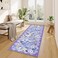 DUKINO 2x6 Runner Rug for Hallway Washable Kitchen Rug with Non Slip Backing Low Pile Soft Boho Floral Runner for Kitchen Hallway Entryway Laundry Bedroom Purple