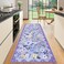 DUKINO 2x6 Runner Rug for Hallway Washable Kitchen Rug with Non Slip Backing Low Pile Soft Boho Floral Runner for Kitchen Hallway Entryway Laundry Bedroom Purple