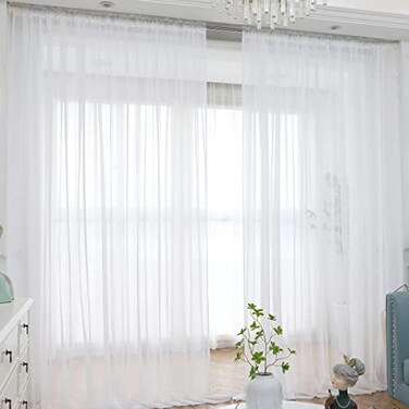 LTEC LTEC Window White Sheer Curtains 95 Inches Long 2 Panels Sheer White Curtains Basic Rod Pocket Panel for Bedroom Children Living Room Yard Kitchen White 52 W x 95 L 2 pcs