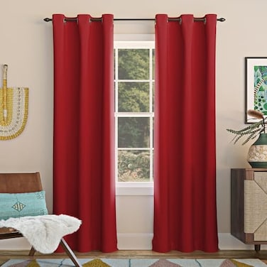 Sun Zero Easton Energy Saving Blackout Grommet Curtain Panel 40 x 84 Red