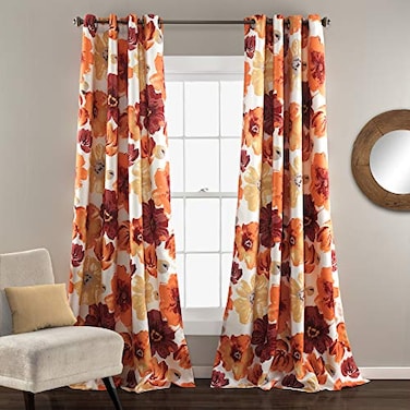 Lush Decor Leah Room Darkening Window Curtain Panel Pair 84 inch x 52 inch RedOrange Set of 2