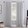 Sun Zero Greyson Faux Dupioni Silk Thermal Extreme Total Blackout Back Tab Curtain Panel 50 x 84 Chrome Gray
