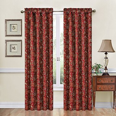 Waverly Navarra Crimson Window Panel 100 Polyester Jacquard 52 X 84
