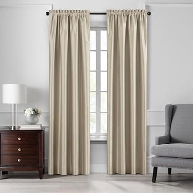 Elrene Home Fashions Colette FauxSilk Blackout Window Curtain 52 in x 95 in 1 Panel Ivory