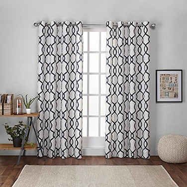Exclusive Home Curtains EH798806 296G Kochi Linen Blend Grommet Top Curtain Panel Pair 54x96 Indigo 2 Piece