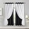 PONY DANCE Black Out Curtains Short 63 inches Long 2 Layers Sheer Overlay Drapes Blackout Elegant Window Covering for Bedroom 52 x 63 inches Black Pack2