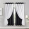 PONY DANCE Black Out Curtains Short 63 inches Long 2 Layers Sheer Overlay Drapes Blackout Elegant Window Covering for Bedroom 52 x 63 inches Black Pack2