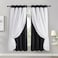 PONY DANCE Black Out Curtains Short 63 inches Long 2 Layers Sheer Overlay Drapes Blackout Elegant Window Covering for Bedroom 52 x 63 inches Black Pack2
