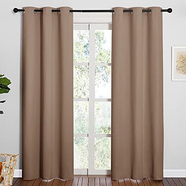 NICETOWN Window Treatment Thermal Insulated Solid Grommet Blackout CurtainsDrapes for Bedroom 1 Pair 42 by 84 Inch Cappuccino