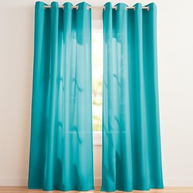 Exclusive Home Loha Linen Grommet Top Curtain Panel Pair 54x96 Blue Teal