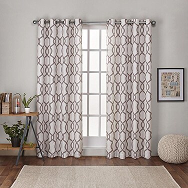 EXCLUSIVE HOME Kochi Light Filtering Linen Blend Grommet Top Curtain Panel Pair 54x108 Natural