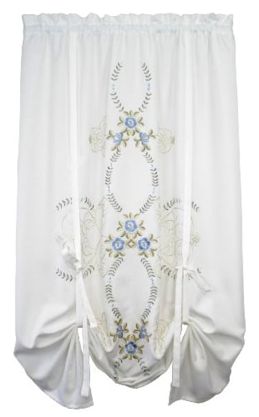 Today's Curtain Todays Curtain Verona Reverse Embroidery TieUp Shade 63 WhiteBlue 50 W X 63 L